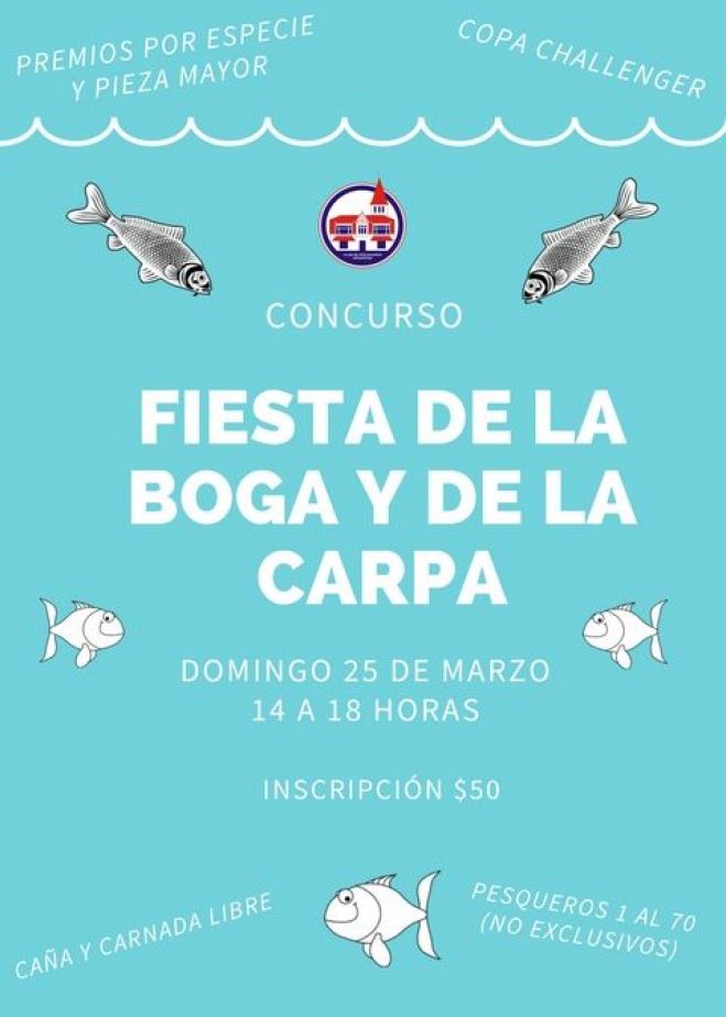 El domingo 25 de marzo se realizará una nueva edición de la "Fiesta de la boga y de la carpa" Copa Challenger